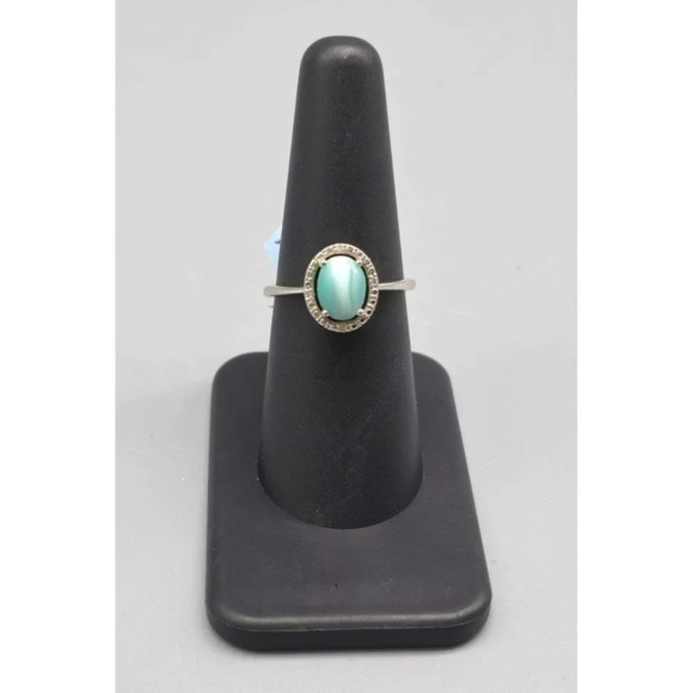 .925 SILVER DIAMOND & CRTD CAT EYE RING SIZE 7.25 2.3G	(GNH022955)